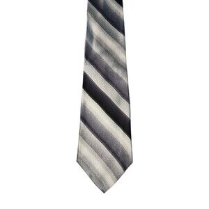 Pierre Cardin Silk Necktie Tie Black White Gray Stripes